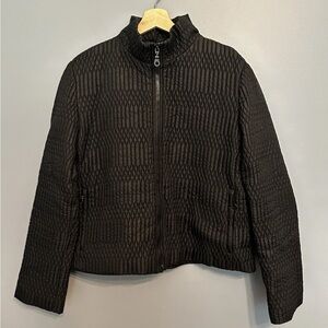 United Colors of Benetton Quilted Zip Jacket Black Cropped Lightweight Small 48